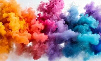 Wall Mural - Vibrant explosion of colorful smoke in various hues filling the air, creating a dynamic and artistic background