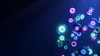 Wall Mural - futuristic abstract satisfying glowing orbs, colorful animated sci-fi spheres, 4k seamless loop