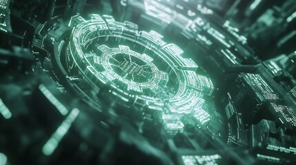 Futuristic Green Tech  Interface: Abstract Digital  Network