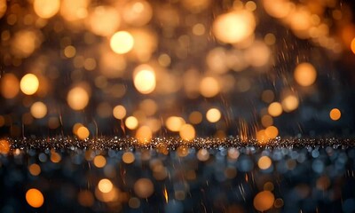 Wall Mural - Captivating close-up of shimmering raindrops creating a blurred bokeh effect, evoking a serene, dreamy atmosphere