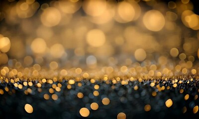 Wall Mural - A mesmerizing bokeh effect showcasing golden and blue lights shimmering softly in an abstract background, perfect for festive themes