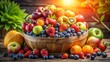 © Arnada - Panoramic Colorful Fruit Basket Overflowing with Fresh Produce