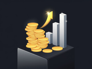 Wall Mural - Money chart growth financial market business finance graph investment economy on 3d stock banking background with currency diagram exchange trade profit analysis. Success gold strategy arrow concept.