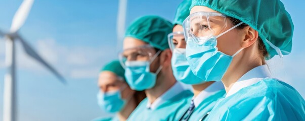 Healthcare team participating in a green energy hospital project