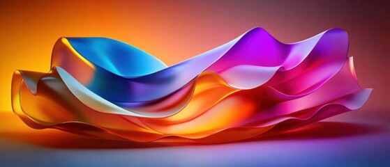 Wall Mural - abstract flowing colorful ribbons with vibrant gradient, smooth curves and dynamic shapes, 3d render
