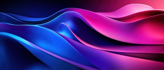 Wall Mural - abstract 3d fluid waves with vibrant blue and pink gradient colors, smooth flowing shapes, and dynam