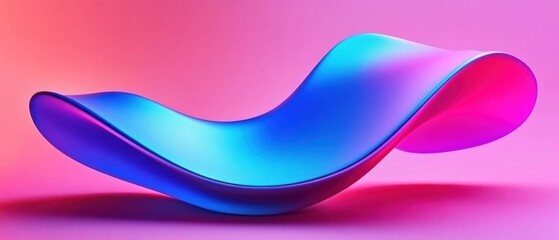 Wall Mural - abstract 3d fluid wave with vibrant gradient colors on pink background modern design with smooth cur