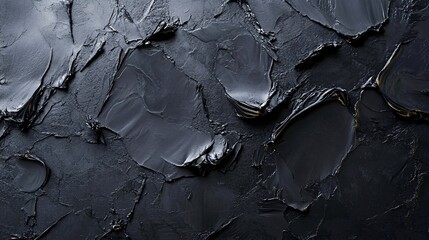 Poster - Black impasto oil painting texture background with gold highlights