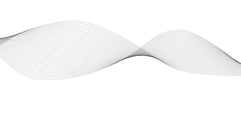 Wall Mural - abstract flowing wave curved lines on transparent background. black gradient smooth curve line shape