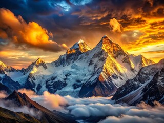 Wall Mural - Surreal Sunset over Everest: Dreamlike Himalayan Landscape