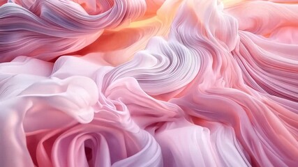Wall Mural - soft swirls of pink and white fabric textures create a delicate and inviting aesthetic in calm light