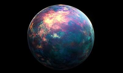Wall Mural - a shimmering, crystalline exoplanet with a dazzling array of colors and light reflecting off its sur