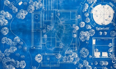 Wall Mural - Civil engineering blueprint of an urban park