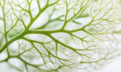 Extreme close-up of an isolated green tree branch with white plant leaves