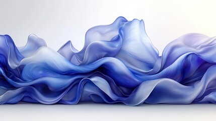 Wall Mural - Flowing blue fabric on a white background