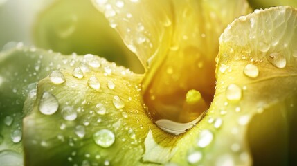 Wall Mural - Dewdrops Glisten on Yellow Flower Petals