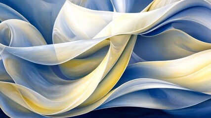 Wall Mural - elegant fabric waves in shades of blue and yellow create a serene abstract composition