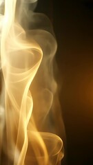 Wall Mural - Swirling golden smoke patterns creating an ethereal effect in a dimly lit space during the evening hours