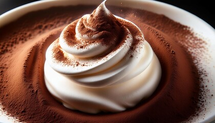 Wall Mural - a delightful of a fluffy swirl of whipped cream topped with a light dusting of cocoa powder