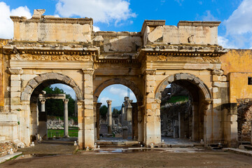 Wall Mural - Remained Gate of Mazeus and Mithridates in Ephesus, triumphal arch built in honor of Emperor Augustus, Izmir, Turkey