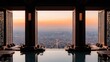 © milenialdesastudio - Rooftop infinity pool overlooking city sunset.