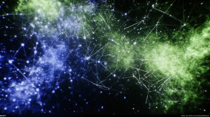 Wall Mural - abstract nebula with interconnected nodes and lines, depicting a network or connection.