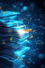 Wall Mural - digital transformation with stacked documents and lights