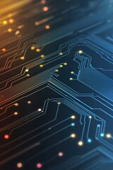 Wall Mural - abstract circuit board pattern with colorful lights