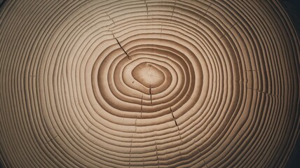 Close-up view of a tree rings, showcasing the intricate patterns and textures of wood grain in natural colors.