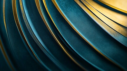 Aufkleber - Abstract luxury background with golden and teal metallic curves