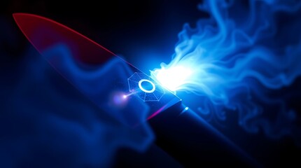 Wall Mural - Futuristic energy weapon emitting blue plasma.