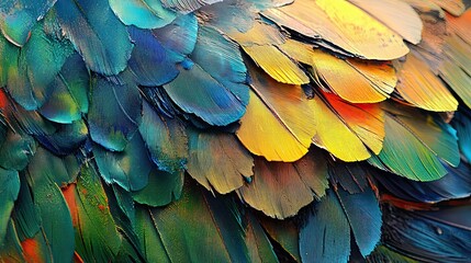 Poster - Vividly Colored Bird Feathers Close Up Image