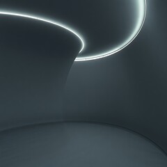 Wall Mural - Abstract curved room with neon lighting.