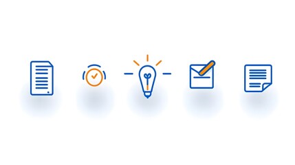 Leinwandbilder - Collection of 6 clean thin line icons designed to represent various elements of digital form filling data entry and online processes  These simple
