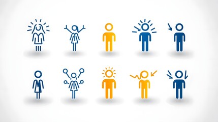 Poster - Collection of Clean and Thin Line Art Icons Representing Human Figures Teams Groups and Community Designed for Contemporary Business and Organizational Visuals with Clear Outlines and Minimalist Style