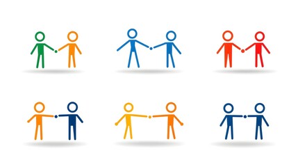 Leinwandbilder - Collection of 6 diverse outline icons and figures representing human teams groups and community in contemporary business and organizational visuals  Designed with clean thin line art for a minimalist