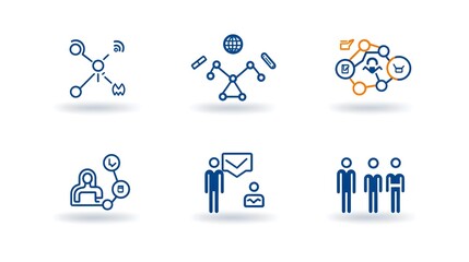 Leinwandbilder - Collection of clean and thin line art icons representing human figures teams groups and community  Designed for contemporary business and organizational visuals with clear outlines