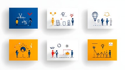 Leinwandbilder - Collection of clean  thin line style linear icons showcasing groups  participants  and members of an organization or community  The simple