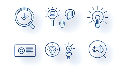 Fototapete - Collection of 6 linear icons featuring clean geometric designs that showcase organizational leadership concepts perfect for modern corporate branding and design applications