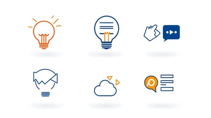 Poster - Collection of 6 simple and minimalist linear business marketing icons representing the concepts of agreement sponsorship and social media  These graphic design elements can be used for infographics