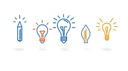 Aufkleber - Minimalist Geometric Icons Representing Innovative and Creative Business Solutions for Organizational Leadership and Modern Corporate Branding