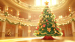 © Abiel - Festively decorated Christmas tree illuminated by soft light in an elegant hall with holiday decor