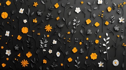 Aufkleber - Breathtaking abstract floral patterns with a glowing luminous effect set against a dark dramatic background  This modern and elegant design showcases the beauty of nature in a composition