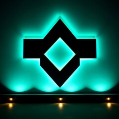 Wall Mural - Teal illuminated geometric wall art.