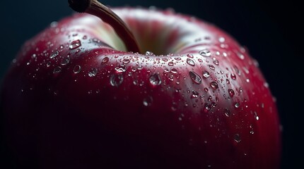 Close-up of a red apple with water droplets. (3)