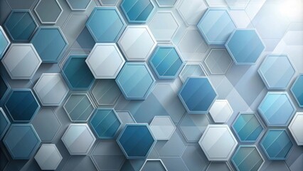 Wall Mural - abstract hexagon pattern background of blue and white shapes