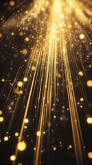 floating golden light lines on a bright and expansive background, hyperrealistic and elegant for wal