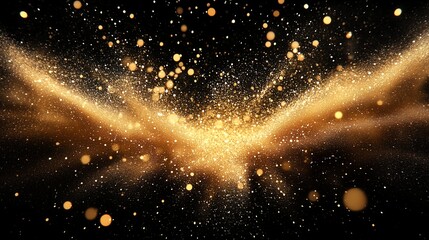 Wall Mural - A shimmering gold design centered on a sleek black background, highlighting elegance and sophistication.
