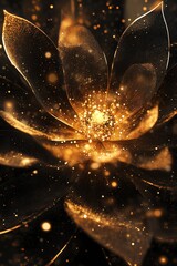 Wall Mural - Centered gold shimmer effects on a black background, showcasing sophistication and opulence.