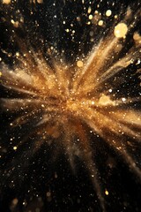 Wall Mural - Centered gold shimmer effects on a black background, showcasing sophistication and opulence.